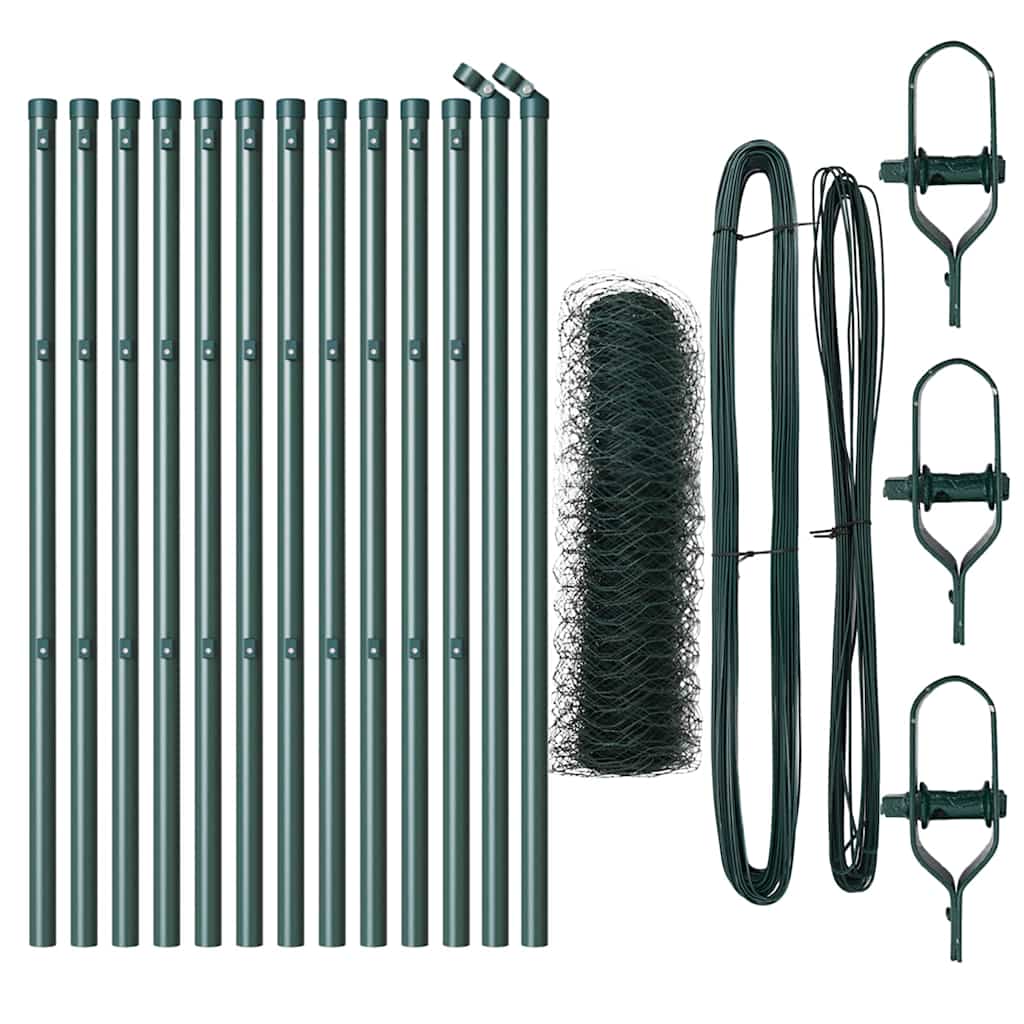 vidaXL Zaunpfosten Grün 25 x 0,6 m (50 mm Maschen) Stahl und PVC