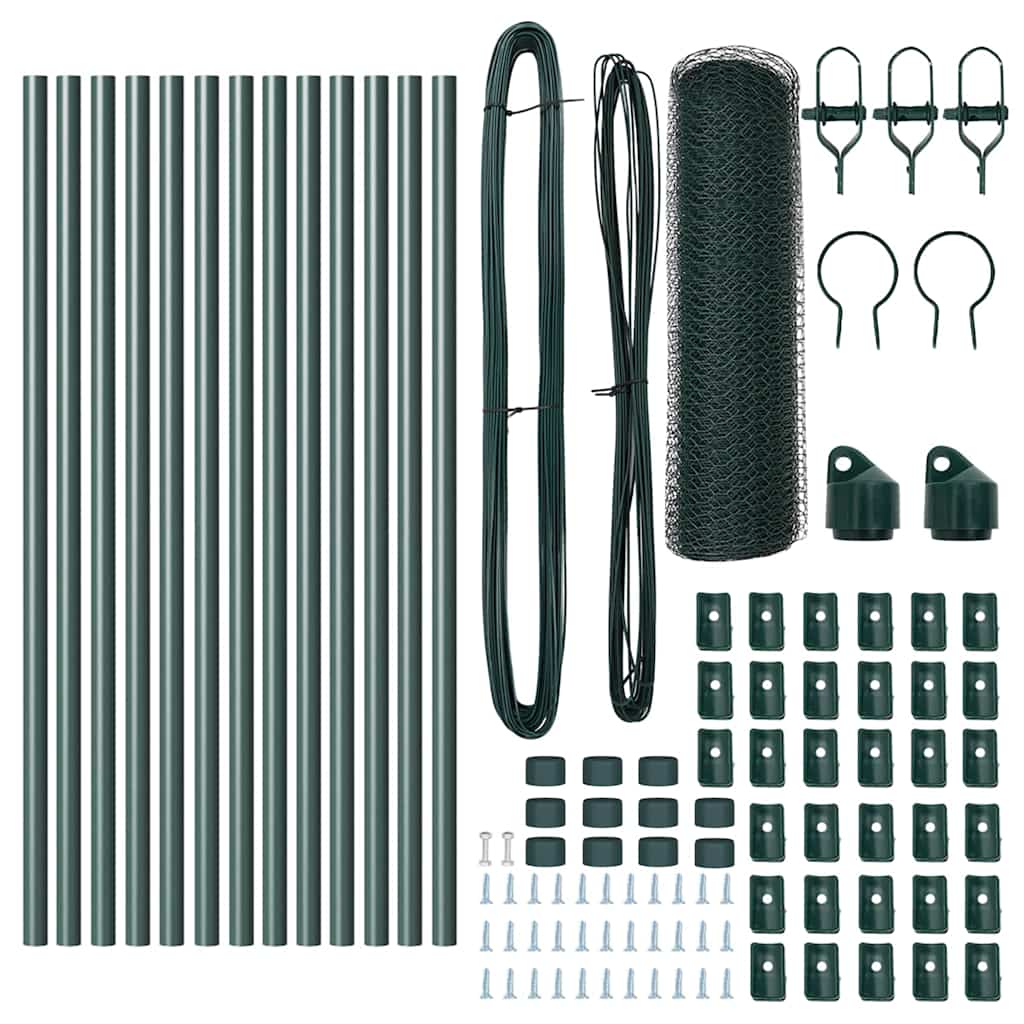 vidaXL Zaunpfosten Grün 25 x 0,8 m (13 mm Mesh) Stahl und PVC