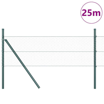 vidaXL Zaunpfosten Grün 25 x 0,8 m (25 mm Mesh) Stahl und PVC