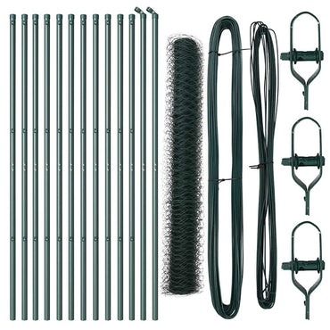 vidaXL Zaun mit Pfosten Grün 1 x 25 m PVC-beschichteter Stahl