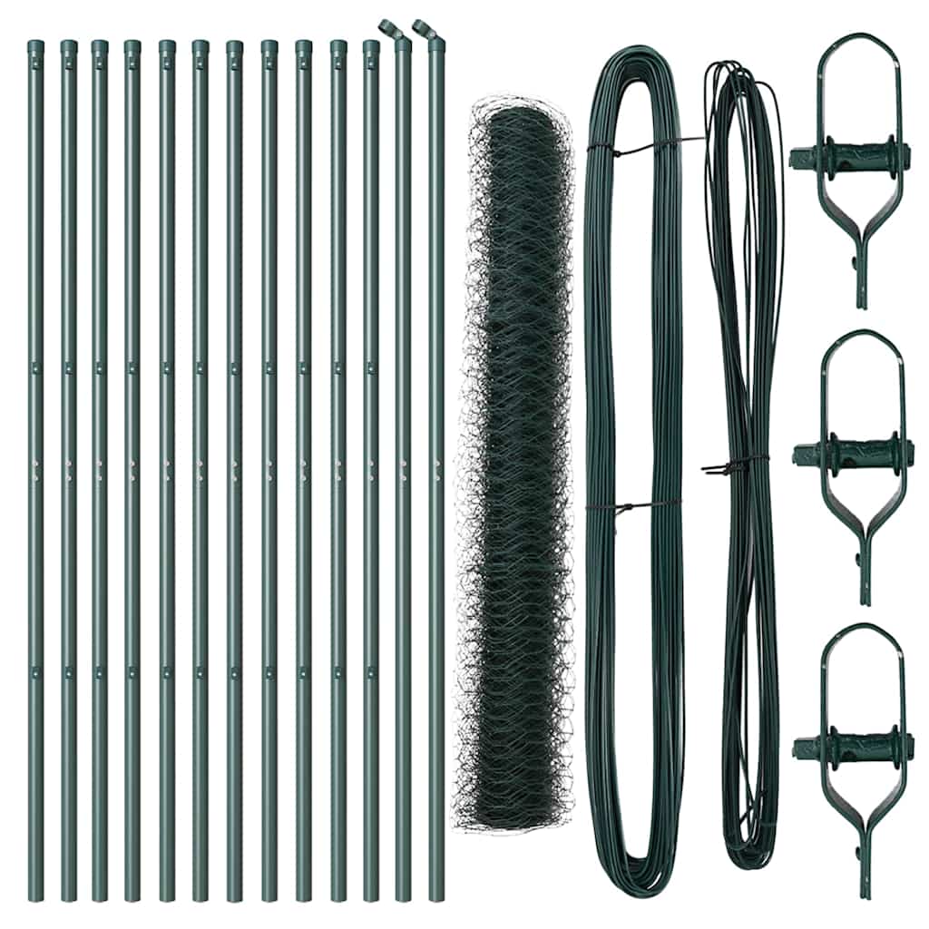 vidaXL Zaunpfosten Grün 25 x 1,2 m (36 mm Netz) Stahl