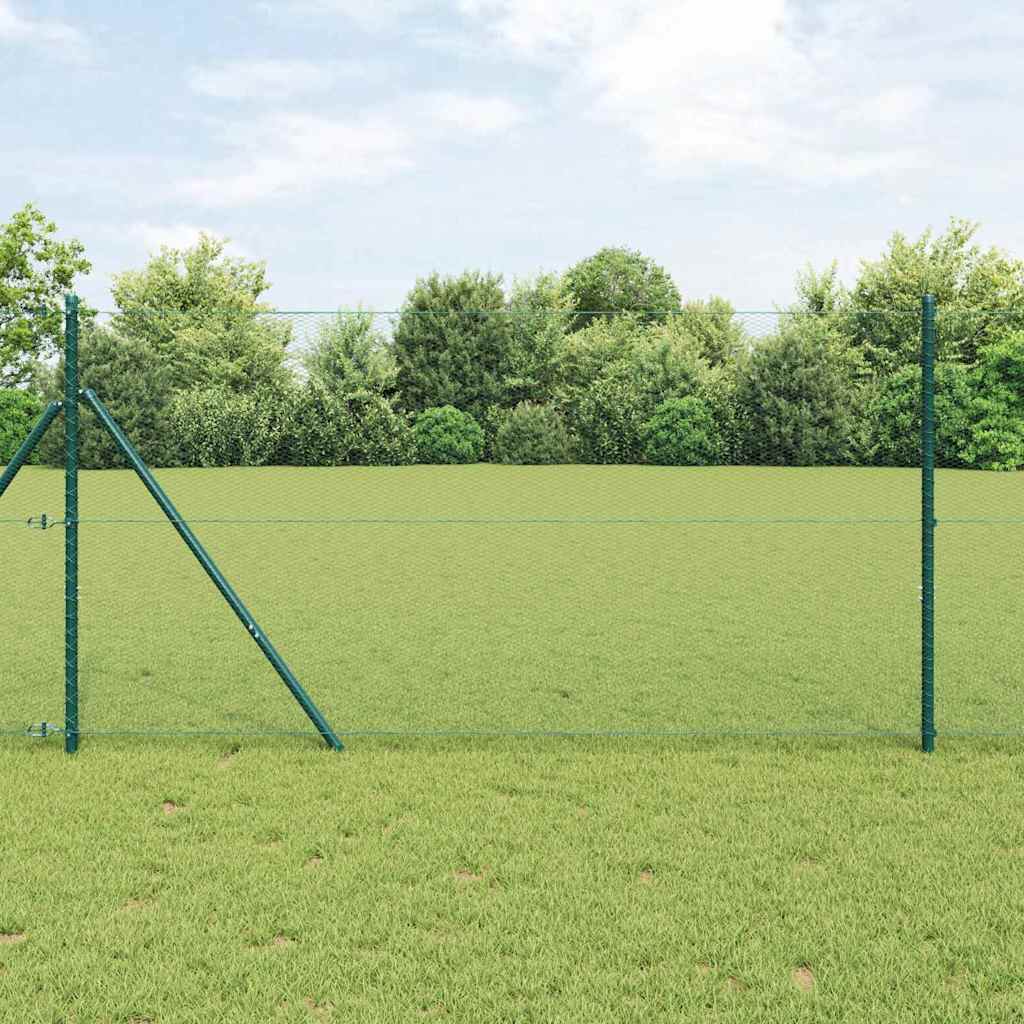 vidaXL Zaunpfosten Grün 25 x 1,4 m (13 mm Mesh) Stahl und PVC