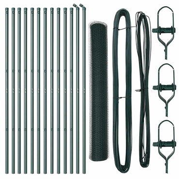 vidaXL Zaunpfosten Grün 25 x 1,4 m (13 mm Mesh) Stahl und PVC