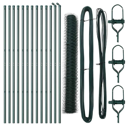 vidaXL Zaunpfosten Grün 25 x 1,4 m (50 mm Mesh) Stahl und PVC