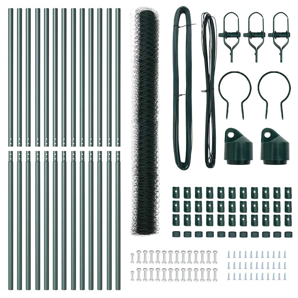Zaunpfosten Grün 25 x 1,5 m (36 mm Maschen) Stahl