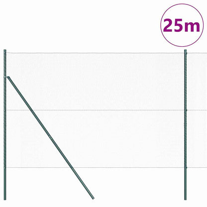 vidaXL Zaunpfosten Grün 25 x 1,6 m (13 mm Maschenweite) Stahl und PVC