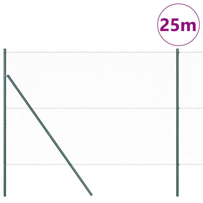 vidaXL Zaunpfosten Grün 25 x 1,6 m (25 mm Netz) Stahl und PVC