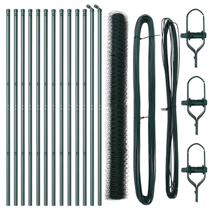 Zaunpfosten Grün 25 x 1,6 m (36 mm Mesh) Stahl und PVC