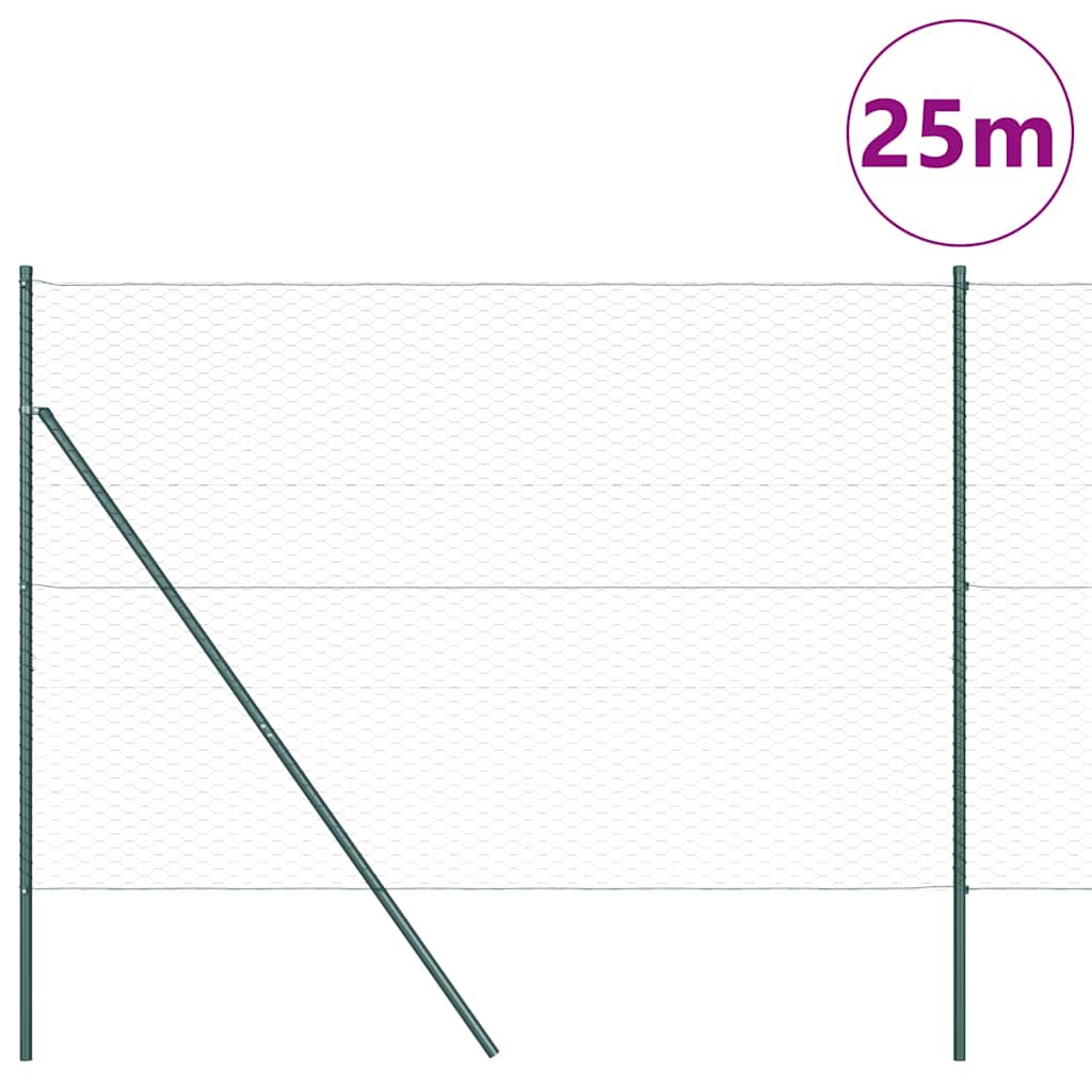 Zaunpfosten Grün 25 x 1,6 m (36 mm Mesh) Stahl und PVC