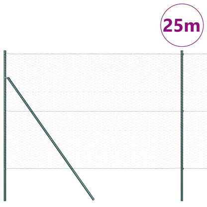 Zaunpfosten Grün 25 x 1,6 m (36 mm Mesh) Stahl und PVC