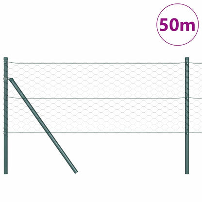 vidaXL Zaunpfosten Grün 50 x 0,6 m (50 mm Gewebe) Stahl und PVC