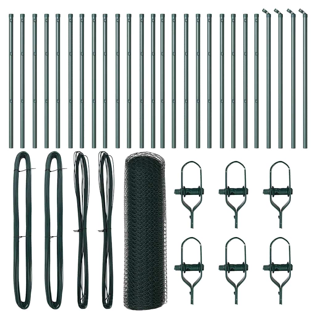 Zaunpfosten Grün 50 x 0,8 m (13 mm Maschenweite) Stahl und PVC