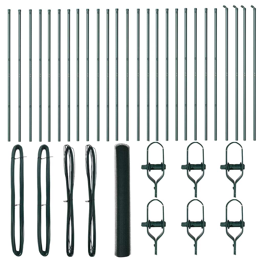 vidaXL Zaunpfosten Grün 50 x 1,2 m (13 mm Gitter) Stahl und PVC