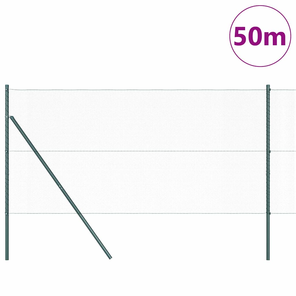 vidaXL Zaunpfosten Grün 50 x 1,2 m (13 mm Gitter) Stahl und PVC