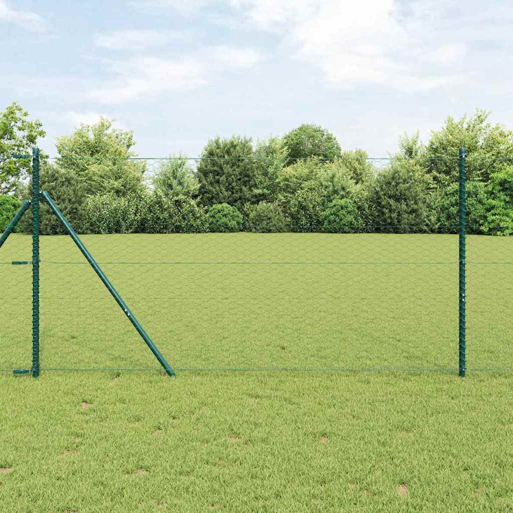 vidaXL Zaunpfosten Grün 50 x 1,4 m (36 mm Netz) Stahl und PVC