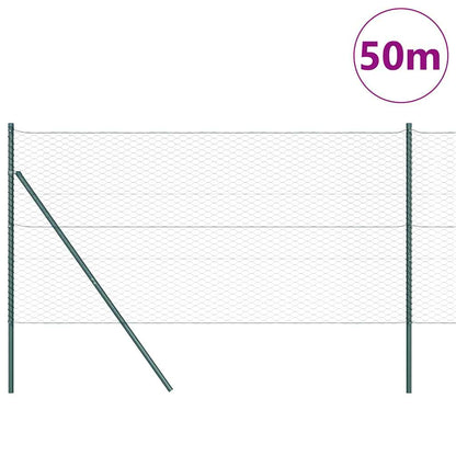 vidaXL Zaunpfosten Grün 50 x 1,4 m (36 mm Netz) Stahl und PVC
