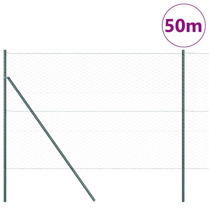 vidaXL Zaunpfosten Grün 50 x 1,5 m (50 mm Maschen) Stahl und PVC