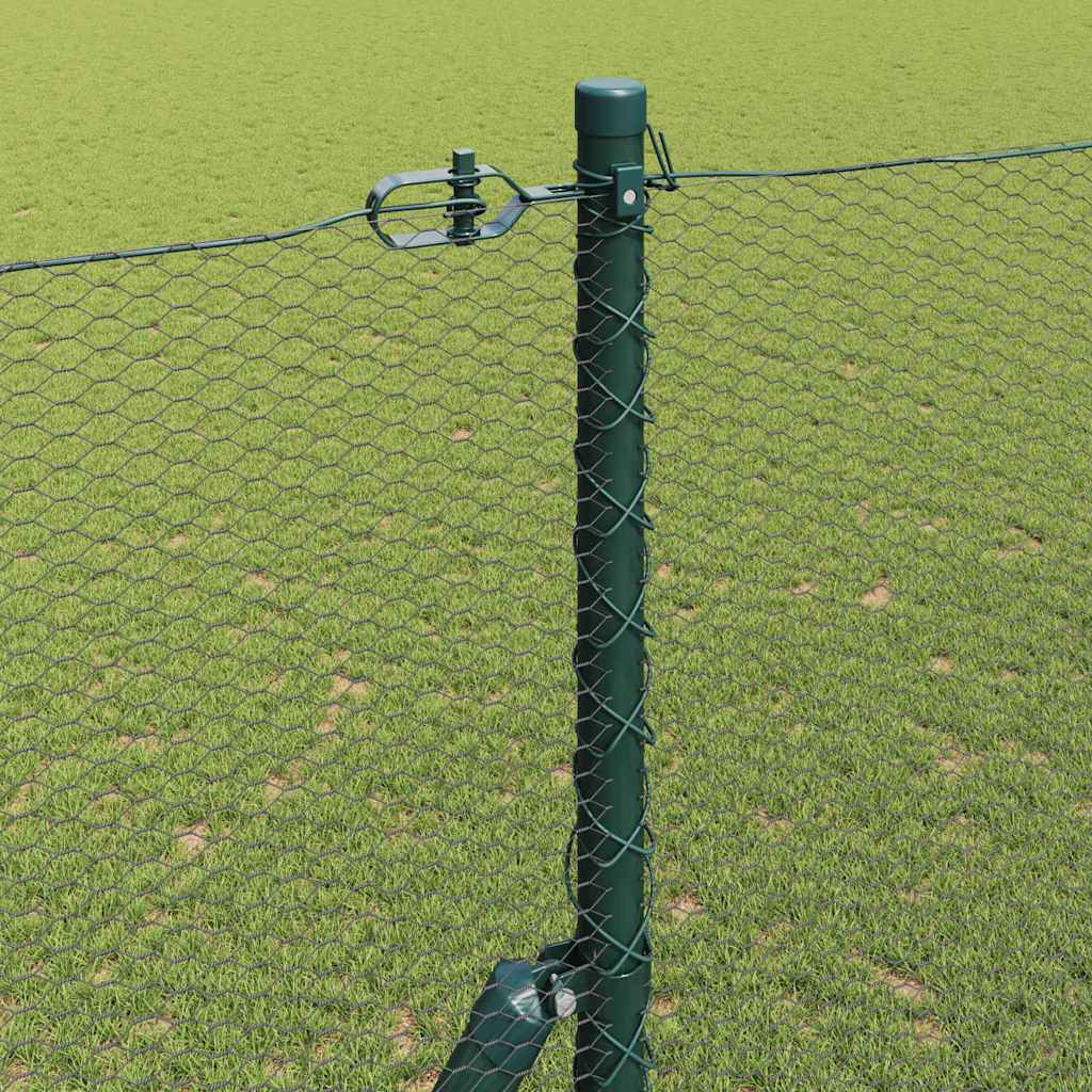 vidaXL Zaunpfosten Grün 50 x 1,6 m (13 mm Maschen) Stahl und PVC