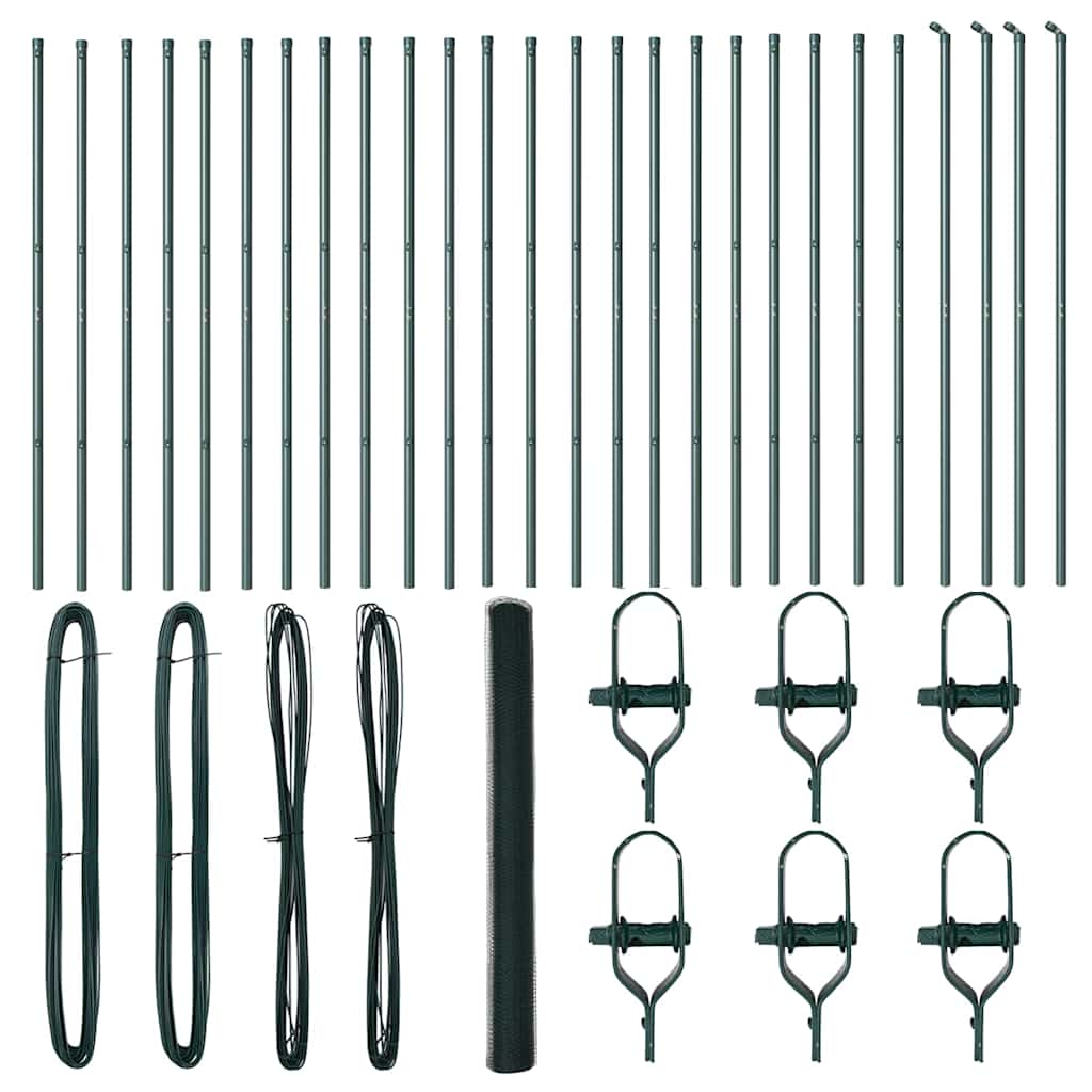 vidaXL Zaunpfosten Grün 50 x 1,6 m (13 mm Maschen) Stahl und PVC
