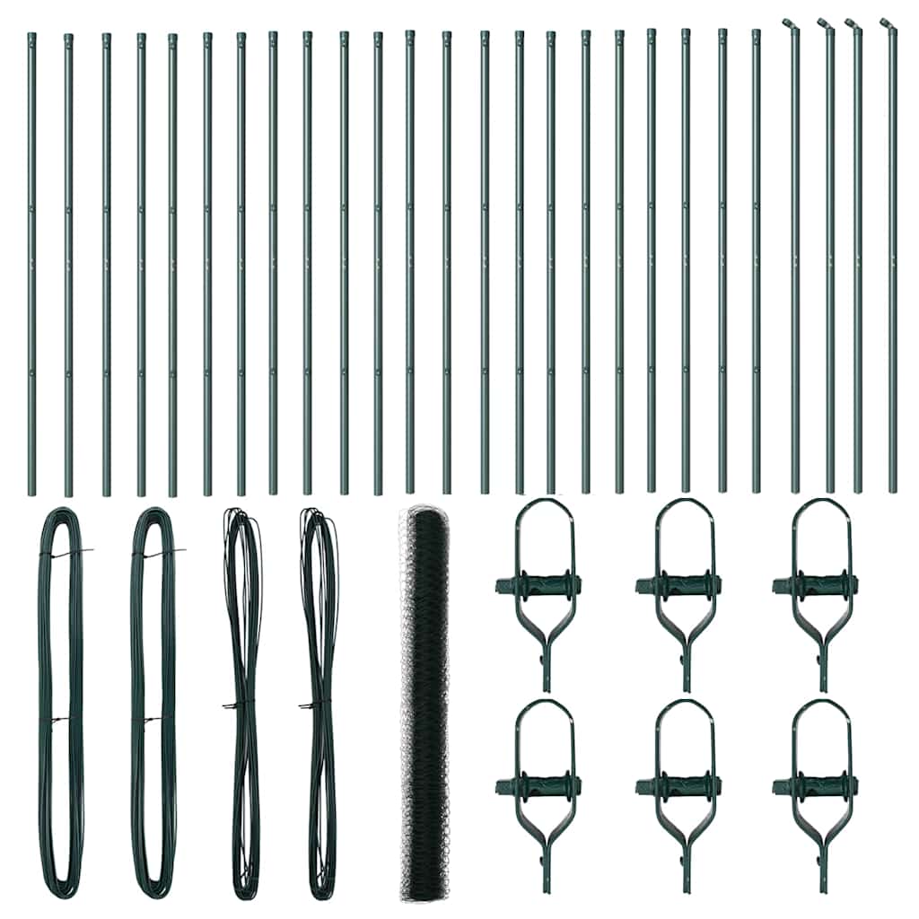 vidaXL Zaunpfosten Grün 50 x 1,6 m (36 mm Gitter) Stahl und PVC