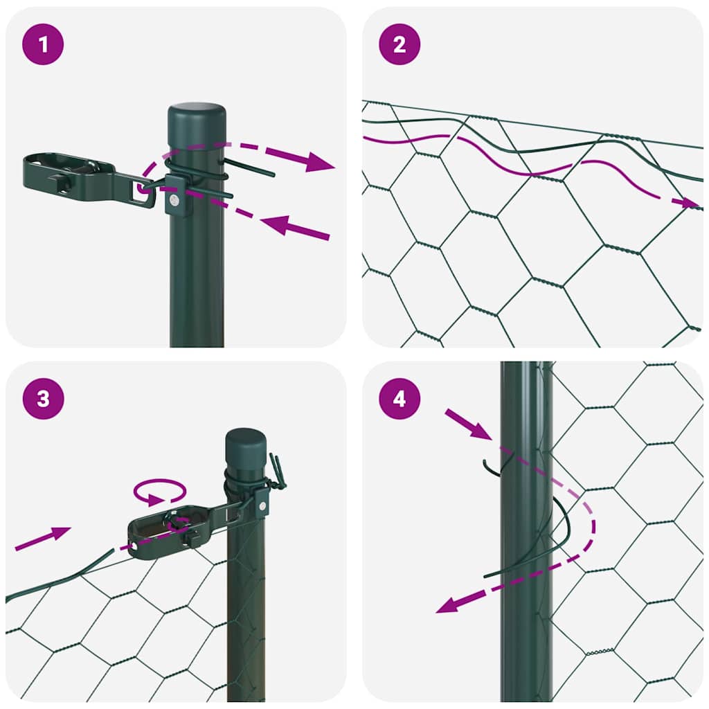 vidaXL Zaunpfosten Grün 50 x 1,6 m (36 mm Gitter) Stahl und PVC