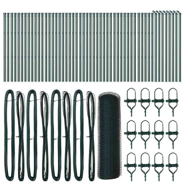 vidaXL Zaunpfosten Grün 100 x 0,4 m (25 mm Netz) Stahl und PVC