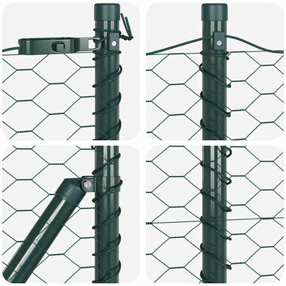 vidaXL Zaunpfosten Grün 100 x 0,4 m (36 mm Maschen) Stahl und PVC