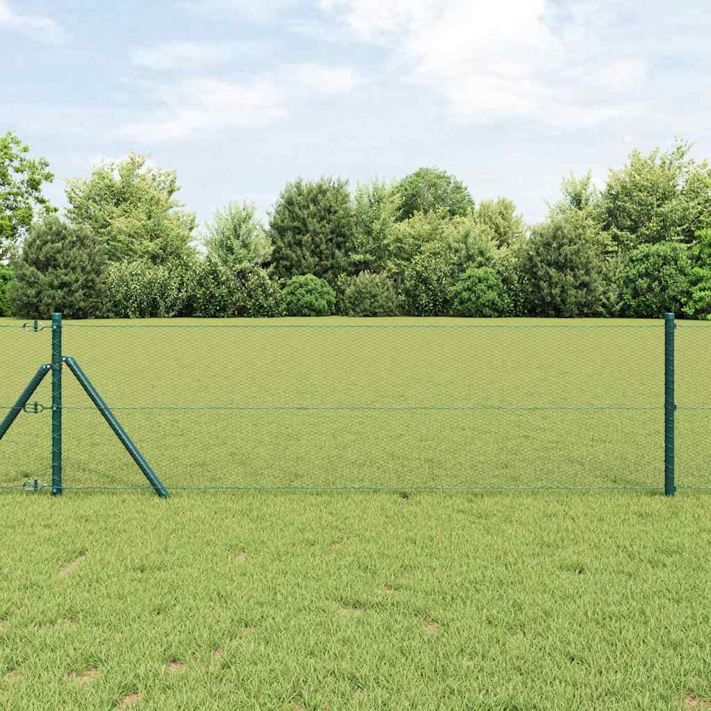 vidaXL Zaunpfosten Grün 100 x 0,5 m (13 mm Netz) Stahl und PVC