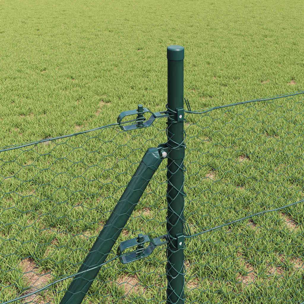 vidaXL Zaunpfosten Grün 100 x 0,5 m (25 mm Netz) Stahl und PVC