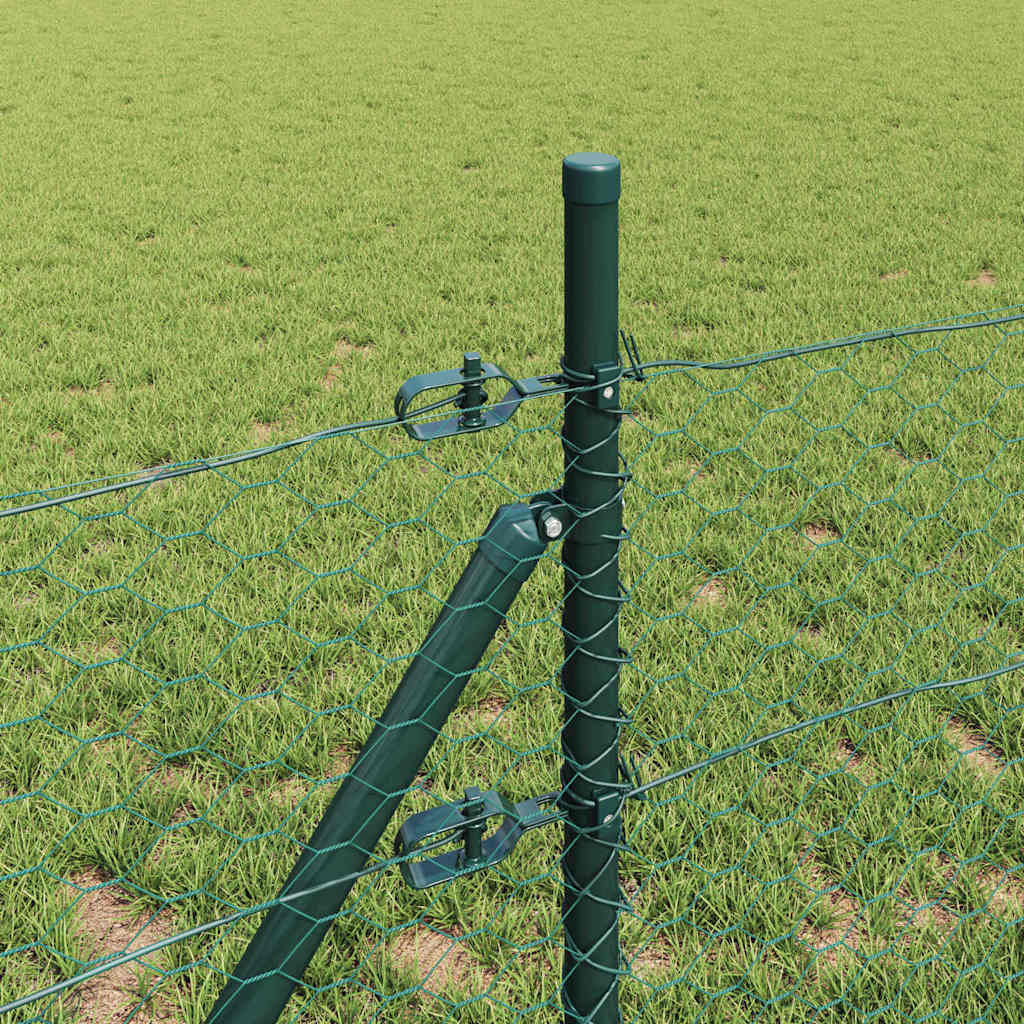 vidaXL Zaunpfosten Grün 100 x 0,6 m (36 mm Maschen) Stahl und PVC