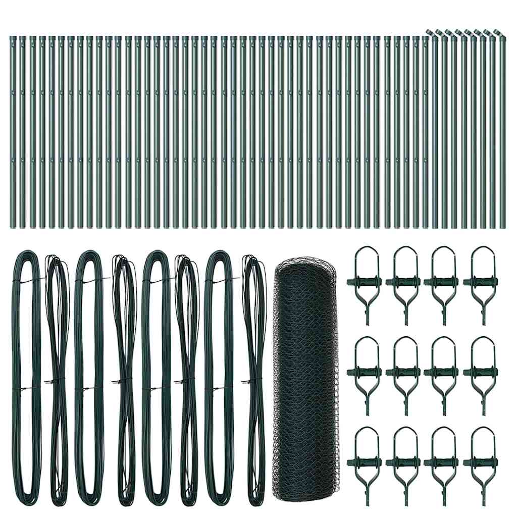 vidaXL Zaunpfosten Grün 100 x 0,8 m (25 mm Gitter) Stahl und PVC