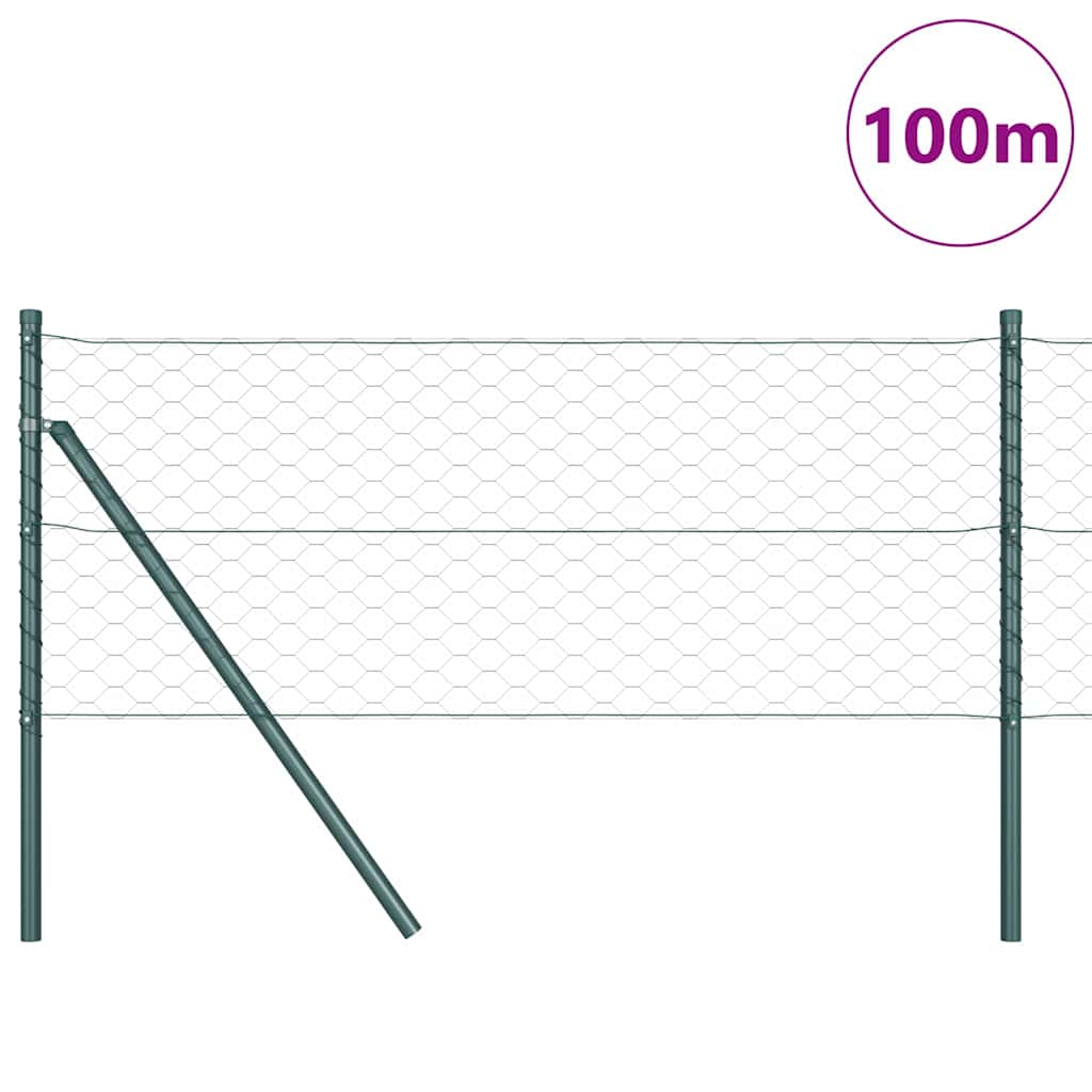 vidaXL Zaunpfosten Grün 100 x 0,8 m (50 mm Maschen) Stahl und PVC