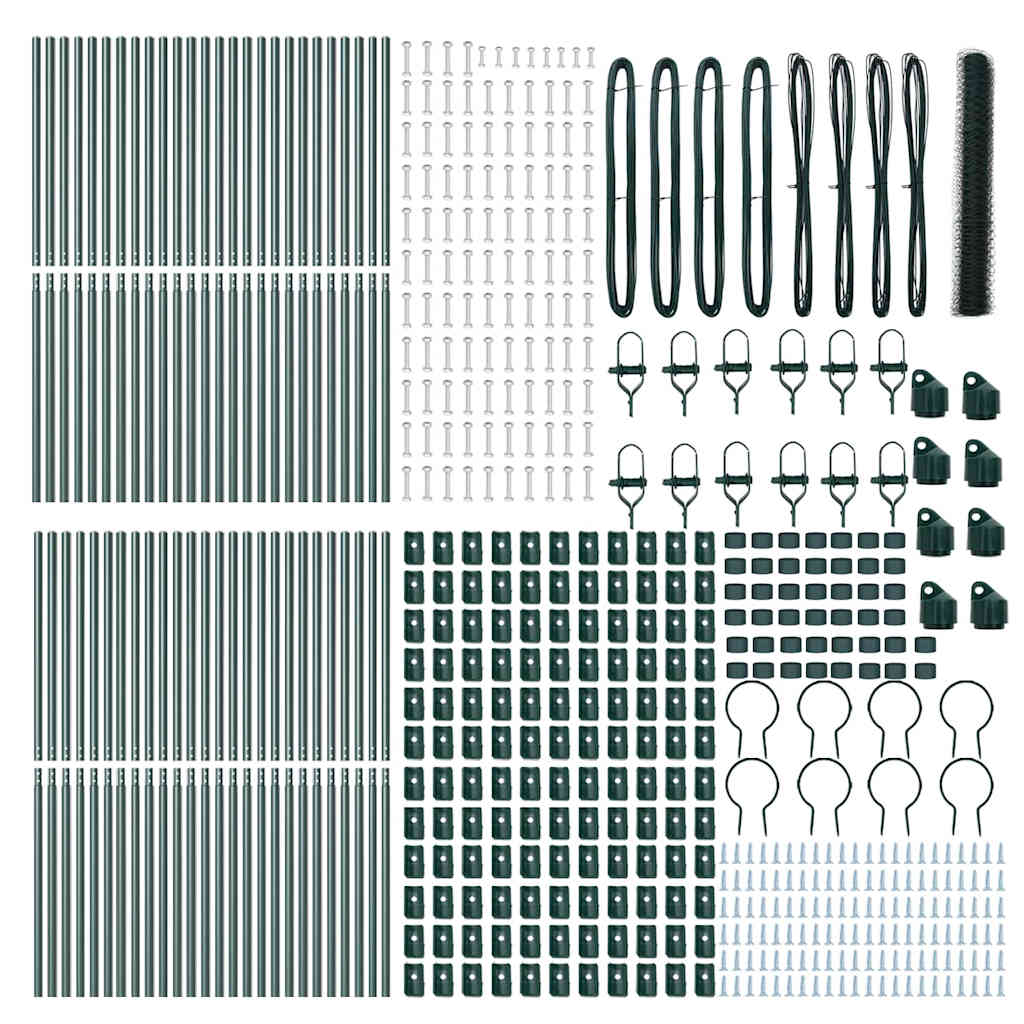 vidaXL Zaunpfosten Grün 100 x 1 m (50 mm Maschenweite) Stahl und PVC