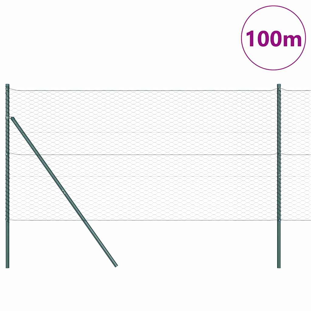vidaXL Zaunpfosten Grün 100 x 1,4 m (36 mm Maschenweite) Stahl und PVC