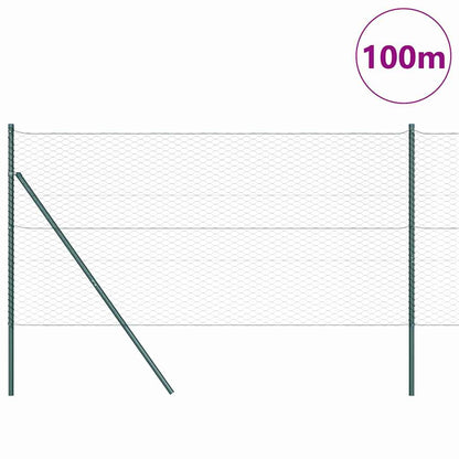 vidaXL Zaunpfosten Grün 100 x 1,4 m (36 mm Maschenweite) Stahl und PVC