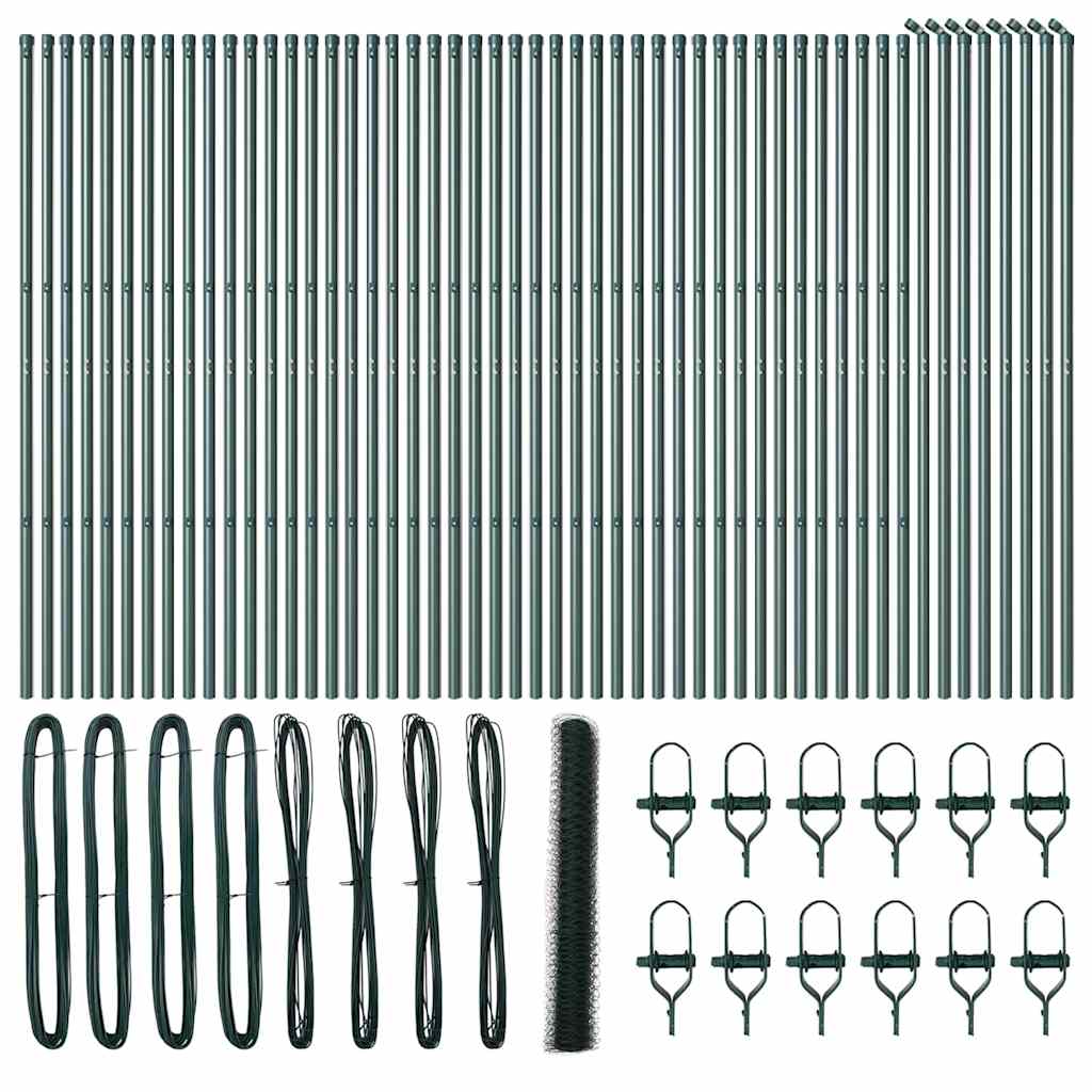 vidaXL Zaunpfosten Grün 100 x 1,4 m (50 mm Maschen) Stahl und PVC