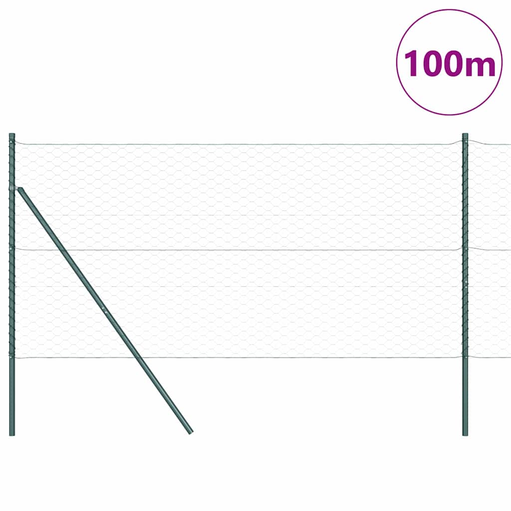 vidaXL Zaunpfosten Grün 100 x 1,4 m (50 mm Maschen) Stahl und PVC