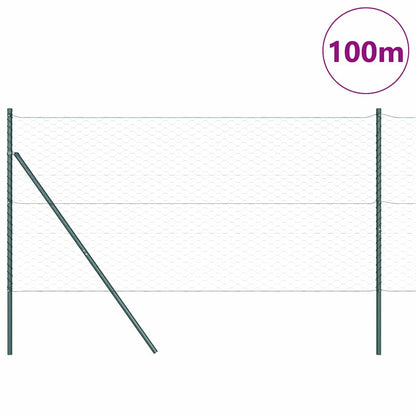 vidaXL Zaunpfosten Grün 100 x 1,4 m (50 mm Maschen) Stahl und PVC