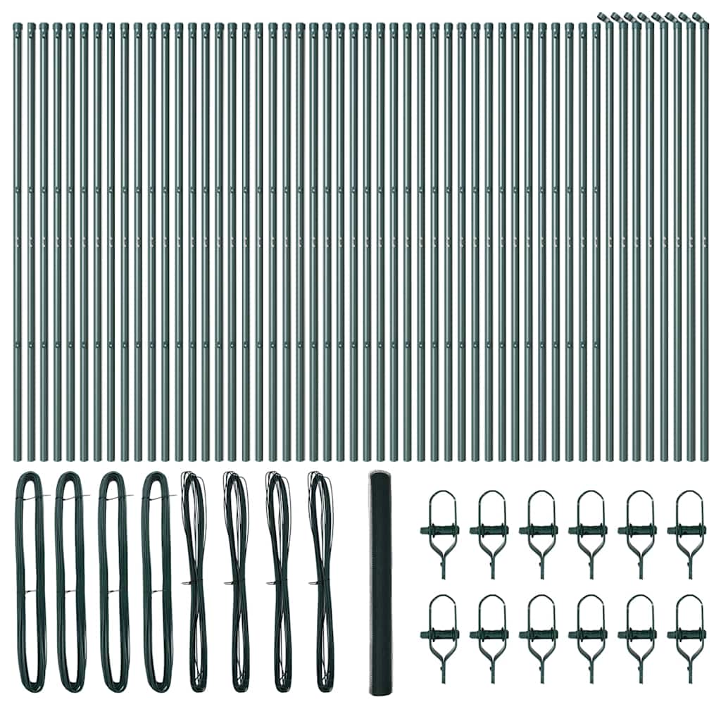 vidaXL Zaunpfosten Grün 100 x 1,5 m (25 mm Maschenweite) Stahl und PVC