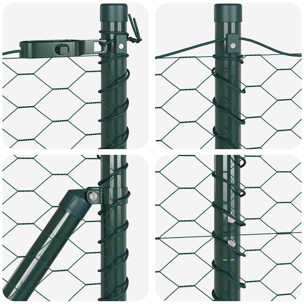 vidaXL Zaunpfosten Grün 100 x 1,5 m (36 mm Maschenweite) Stahl und PVC