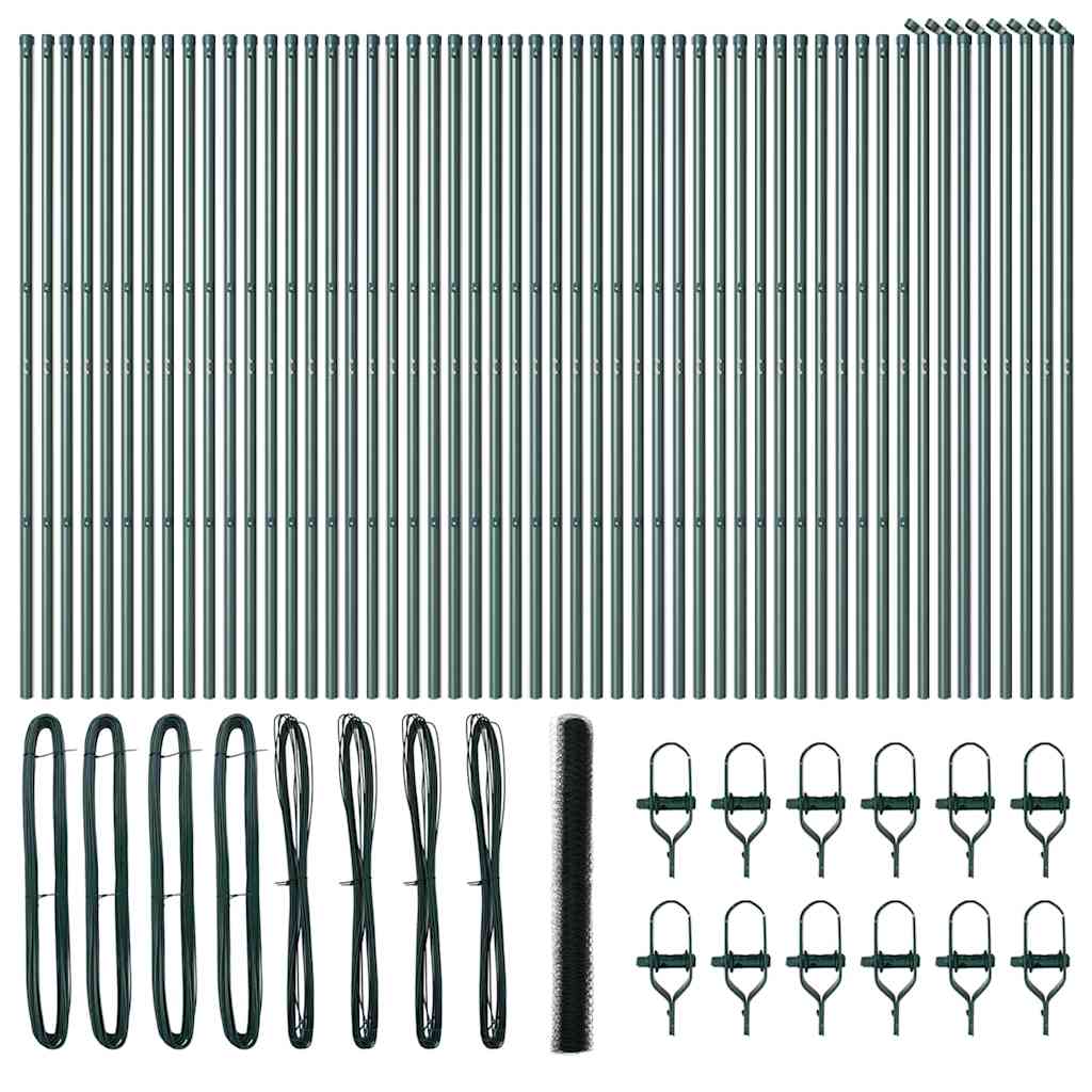 vidaXL Zaunpfosten Grün 100 x 1,5 m (36 mm Maschenweite) Stahl und PVC