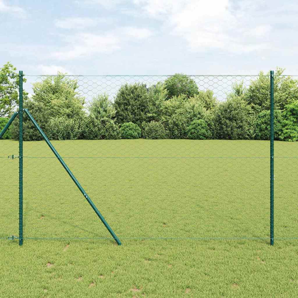 vidaXL Zaunpfosten Grün 100 x 1,5 m (50 mm Maschenweite) Stahl und PVC