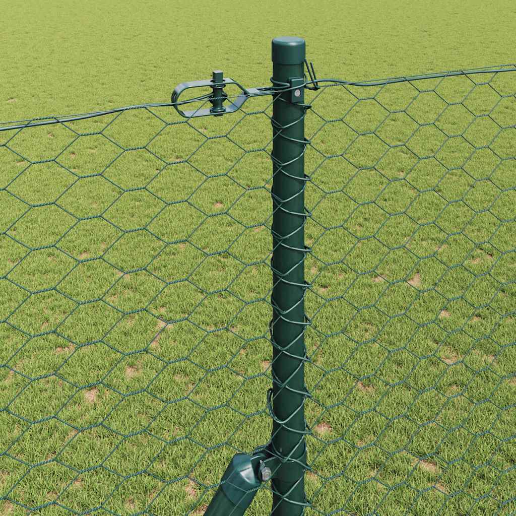vidaXL Zaunpfosten Grün 100 x 1,6 m (36 mm Maschen) Stahl und PVC