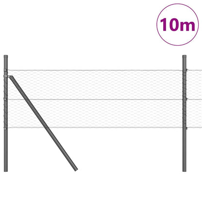 vidaXL Zaunpfosten Grau 10 x 0,4 m (25 mm Netz) Stahl und PVC