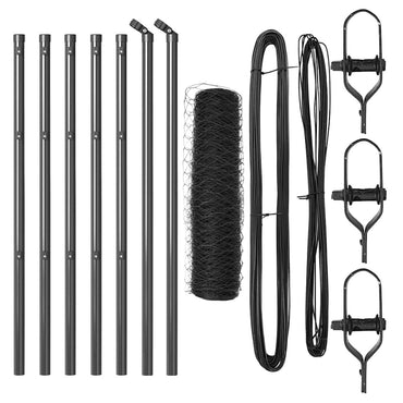 vidaXL Zaunpfosten Grau 10 x 0,4 m (36 mm Maschen) Stahl und PVC