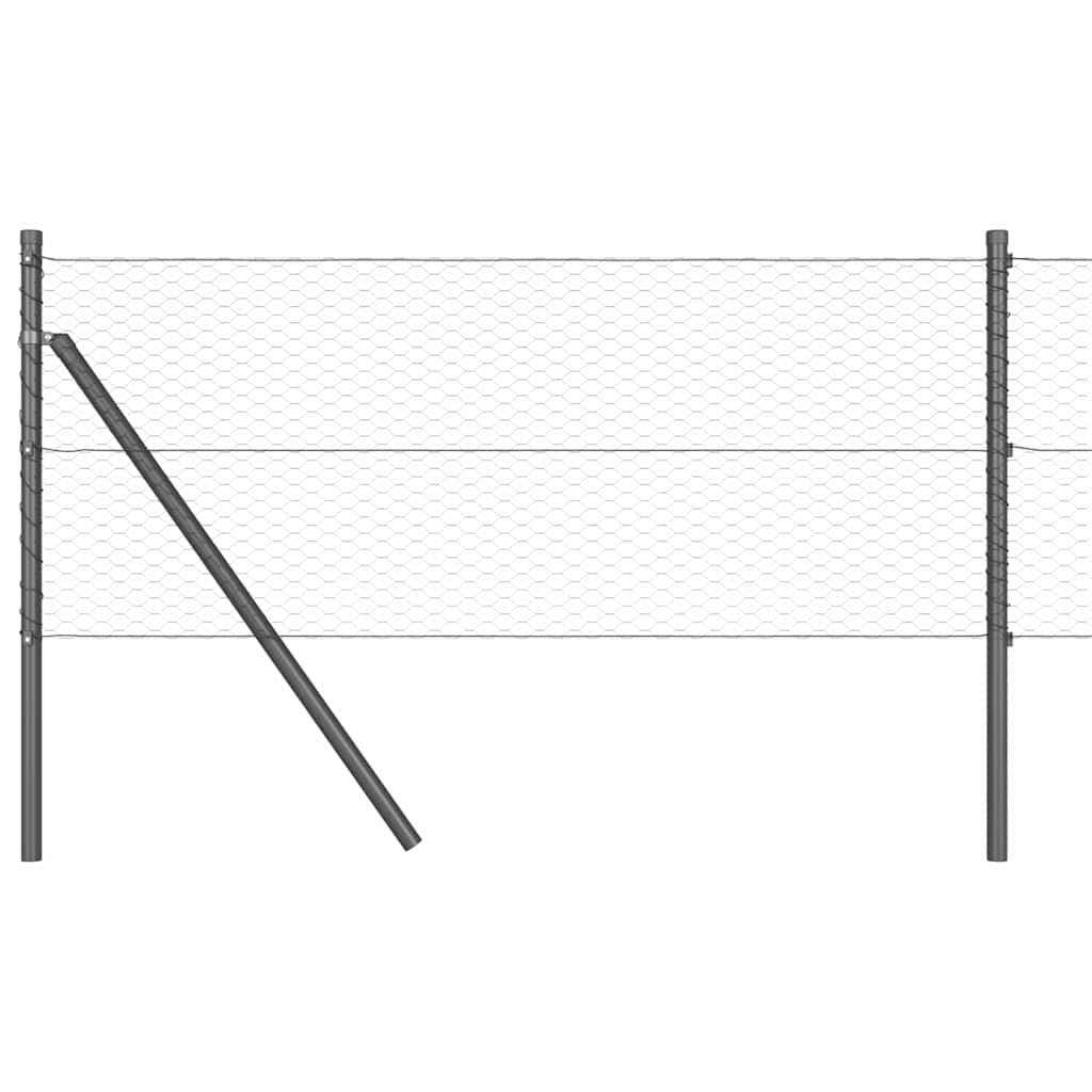 vidaXL Zaunpfosten Grau 10 x 0,6 m (25 mm Maschen) Stahl und PVC