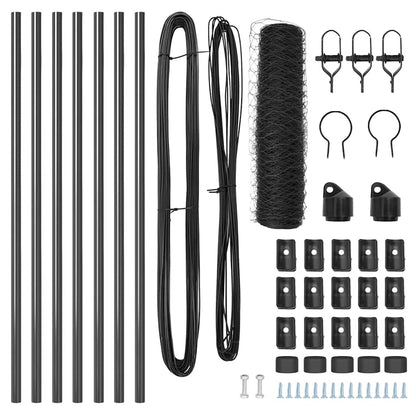 Zaunpfosten Grau 10 x 0,6 m (36 mm Netz) Stahl und PVC