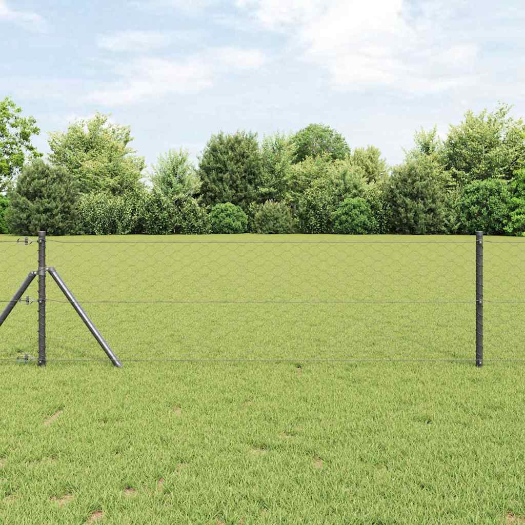 vidaXL Zaunpfosten Grau 10 x 0,6 m (50 mm Maschen) Stahl und PVC