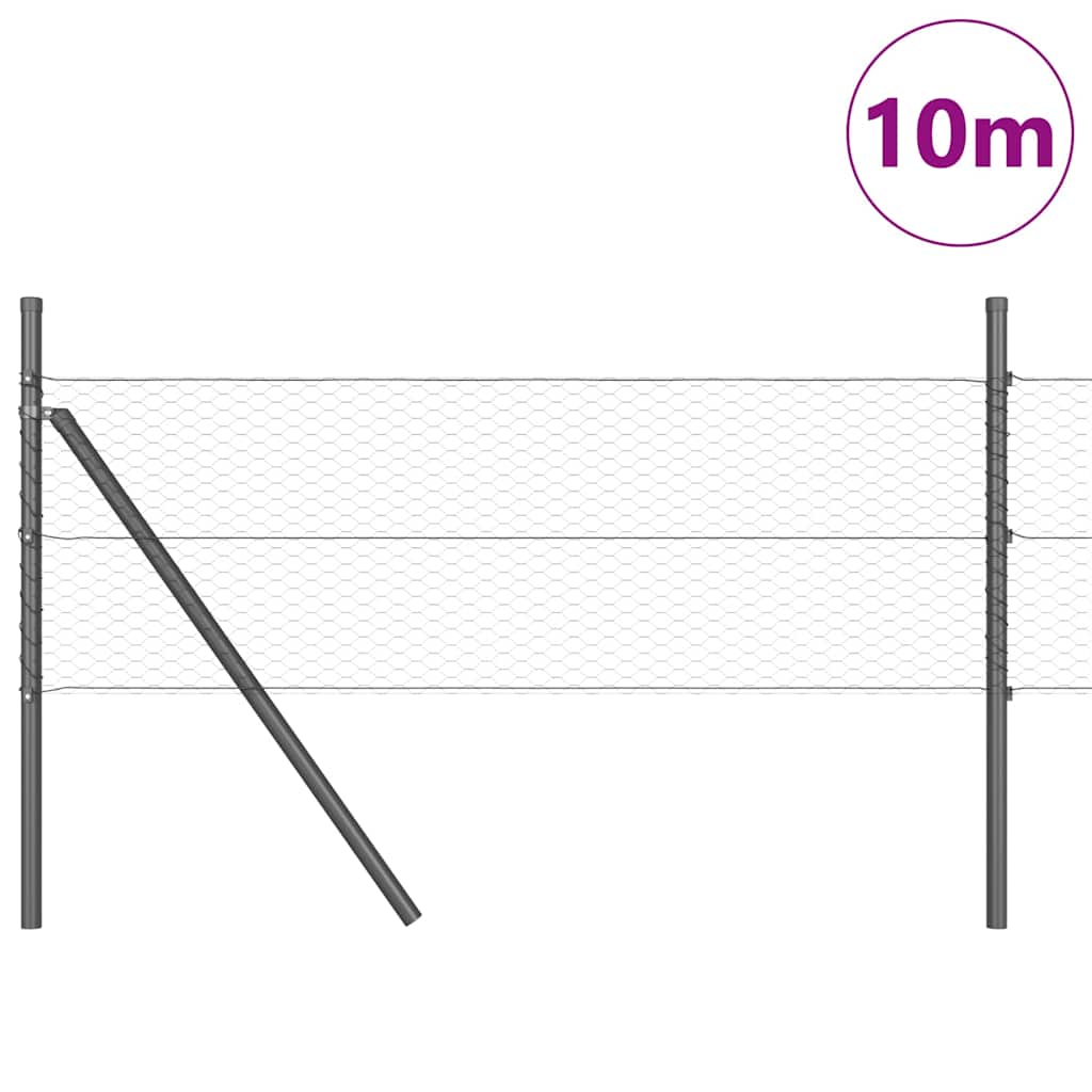 vidaXL Zaunpfosten Grau 10 x 0,8 m (25 mm Masche) Stahl und PVC
