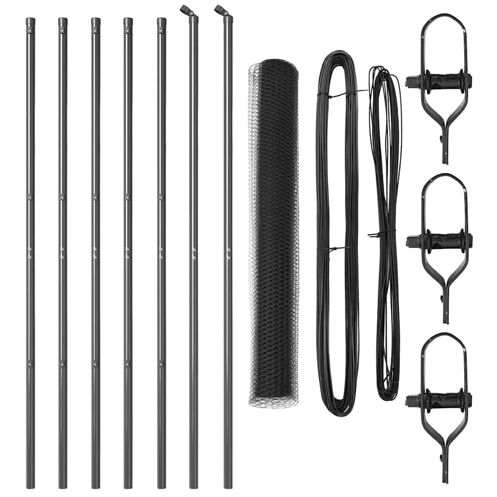 vidaXL Zaunpfosten Grau 10 x 1 m (13 mm Maschen) Stahl und PVC